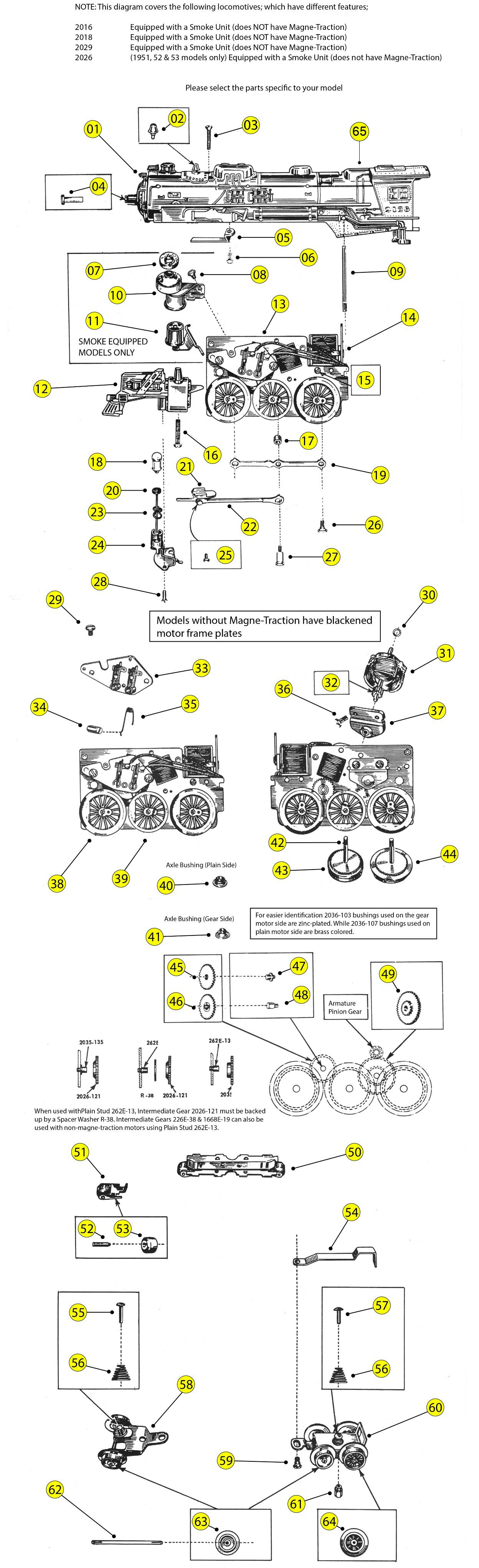 Lionel 2016, 2018, 2026, 2029 Exploded Parts Diagram – Trainz