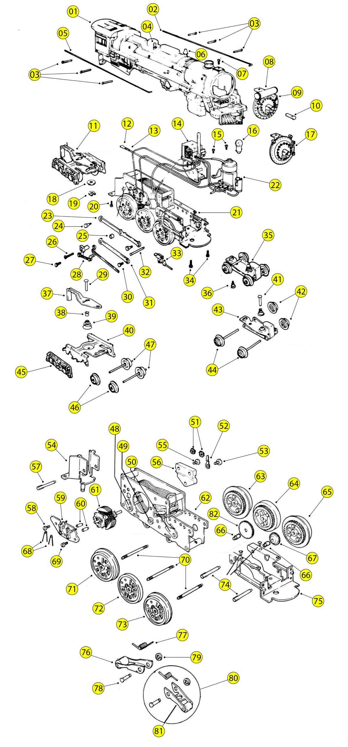 Lionel MPC 8206 8603 8900 Parts List and Exploded Parts Diagram