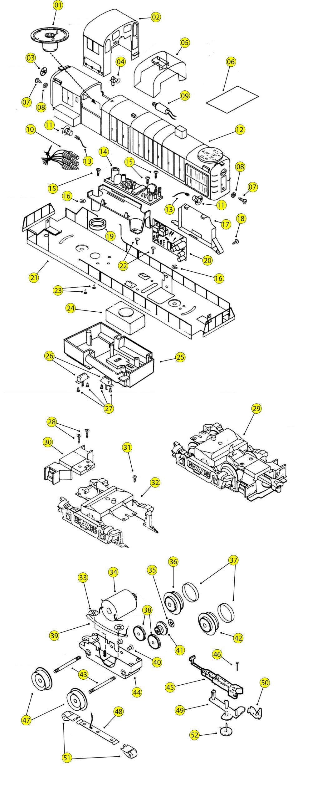 Lionel LTI 18554 18807 18814 18815 18827 18833 Parts List and Exploded Parts Diagram
