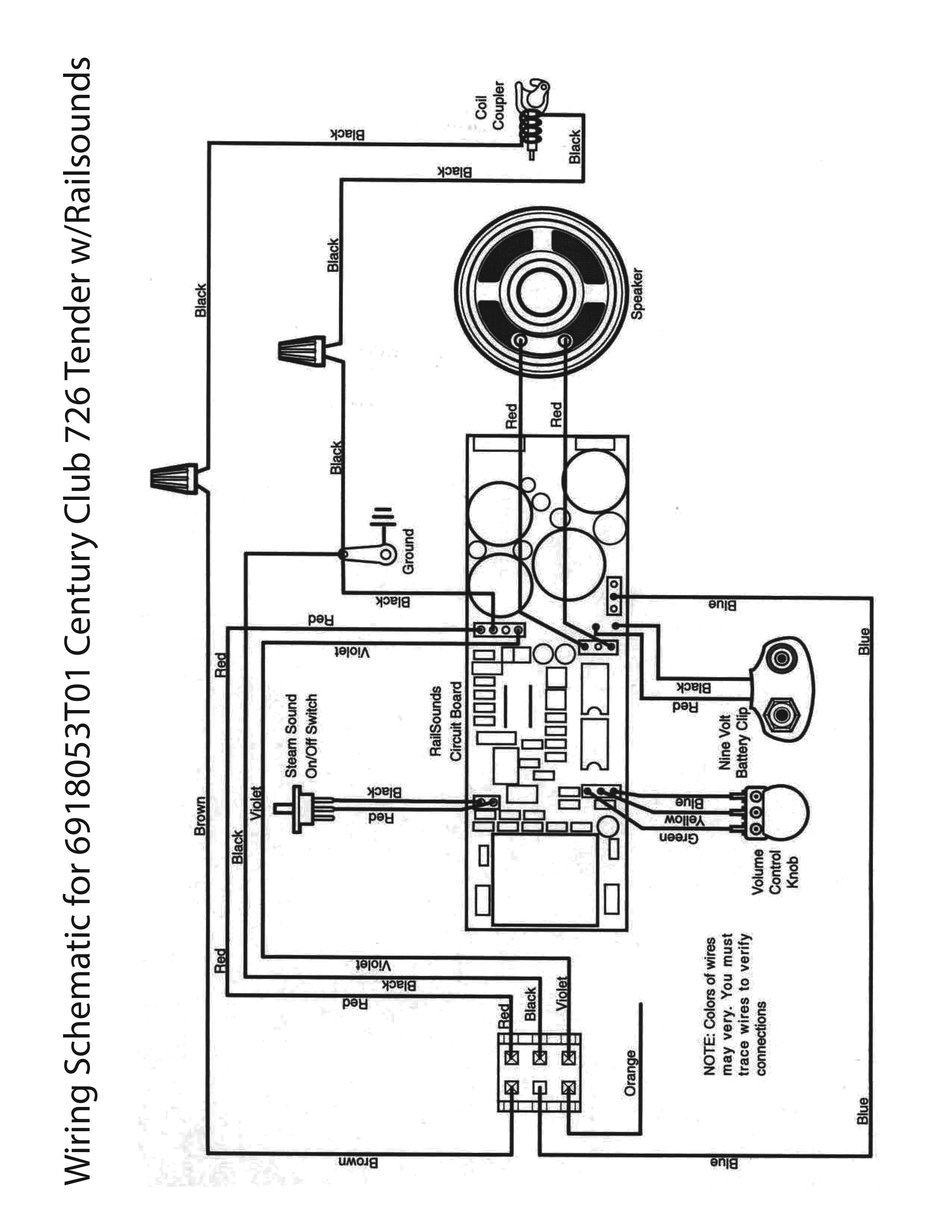 Lionel LTI 6918053T01 Century Club 726 Berkshire Tender w/Railsounds Schematic Wiring Diagram