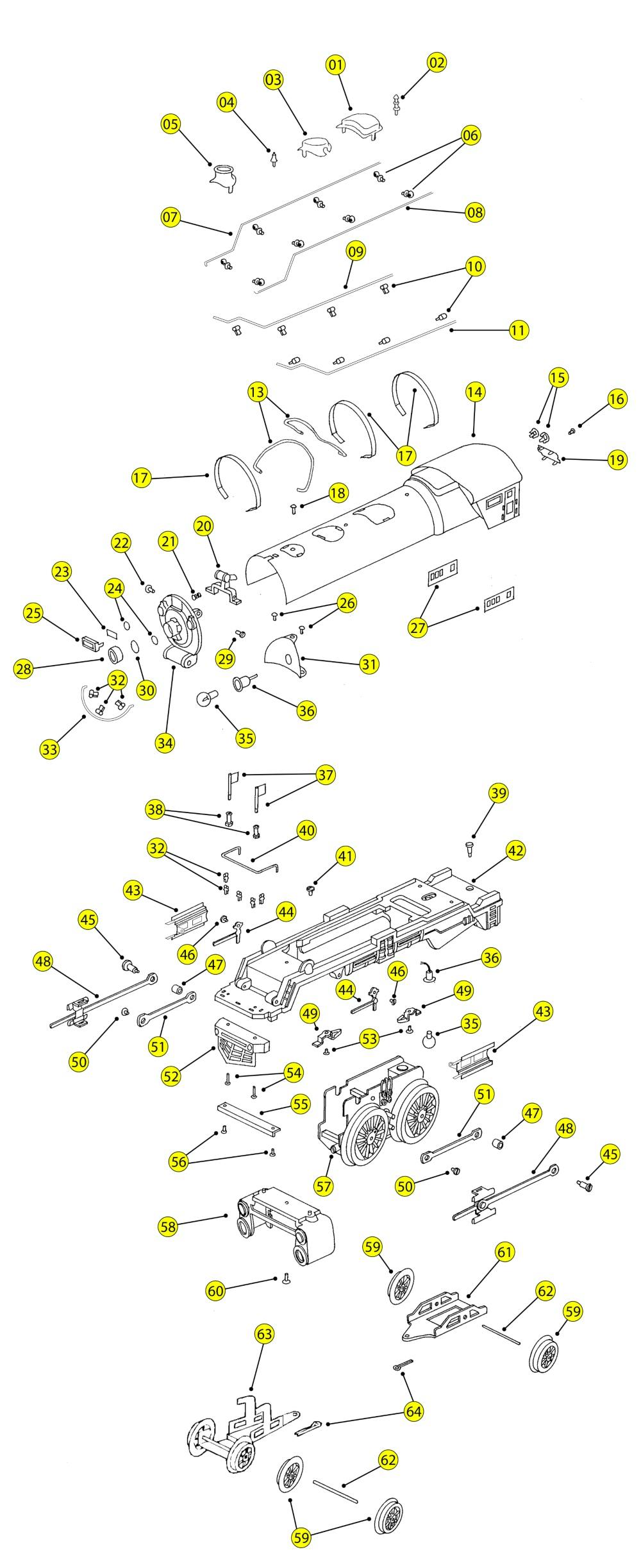 Lionel Prewar Standard Gauge 385E Steam Locomotive 2-4-2 Exploded View Parts Diagram