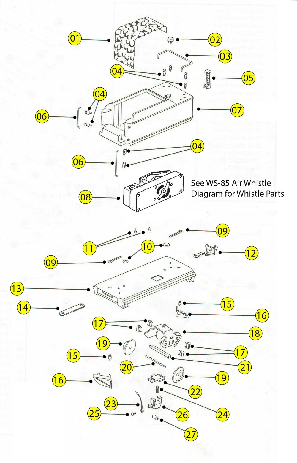 Lionel Prewar Standard Gauge 384T, 385TW, 385W Parts List and Exploded Parts Diagram