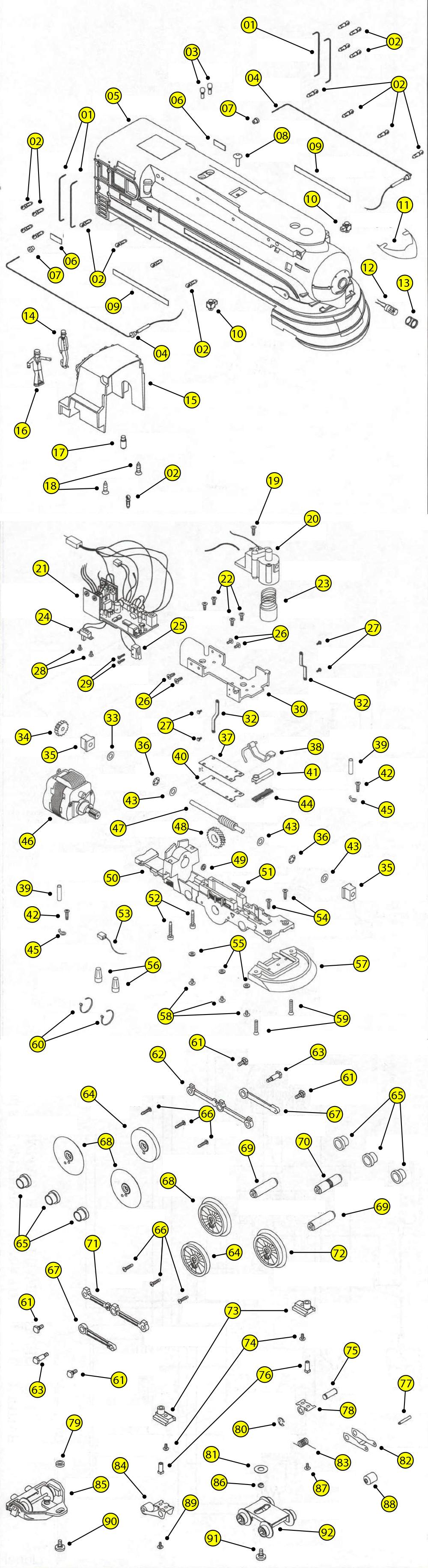 Lionel LTI 6-18052 PRR Torpedo 4-6-2 Exploded View Parts Diagram