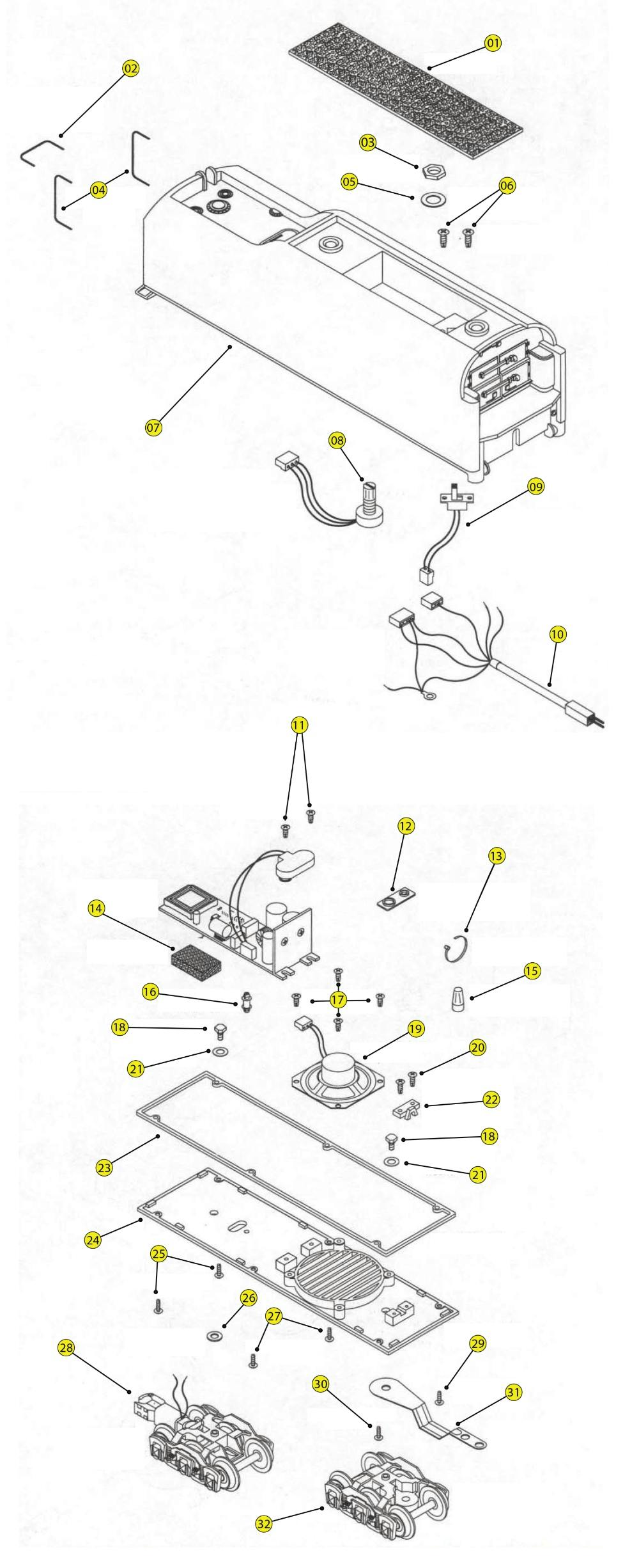 Lionel LTI 6918052T01 PRR Torpedo Tender Exploded View Parts Diagram
