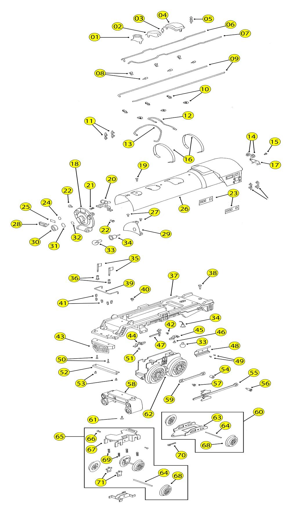 Lionel Prewar 392E Steam Locomotive Exploded View Parts Diagram