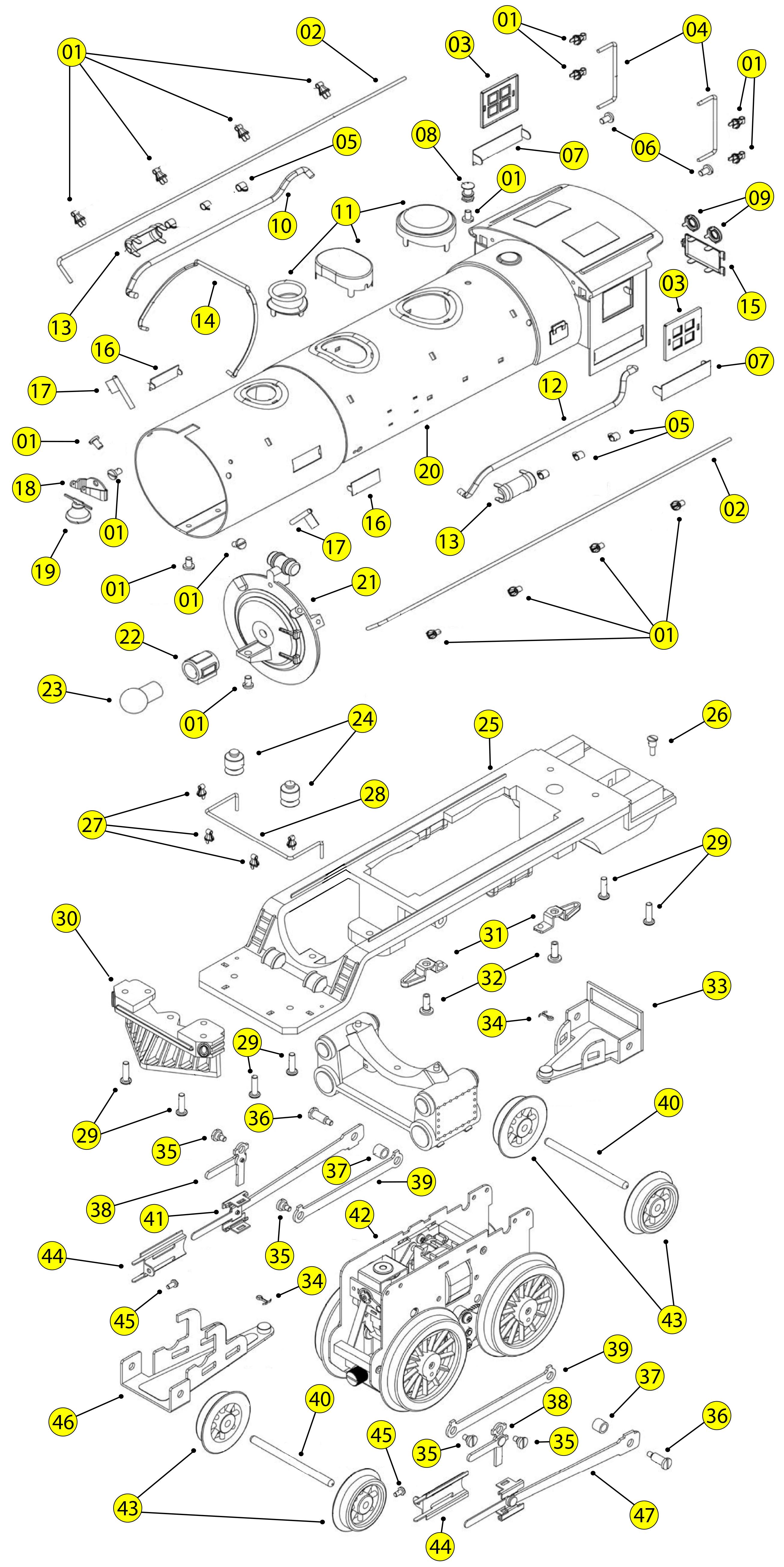 Lionel Prewar Standard Gauge 390E Parts List and Exploded Parts Diagram