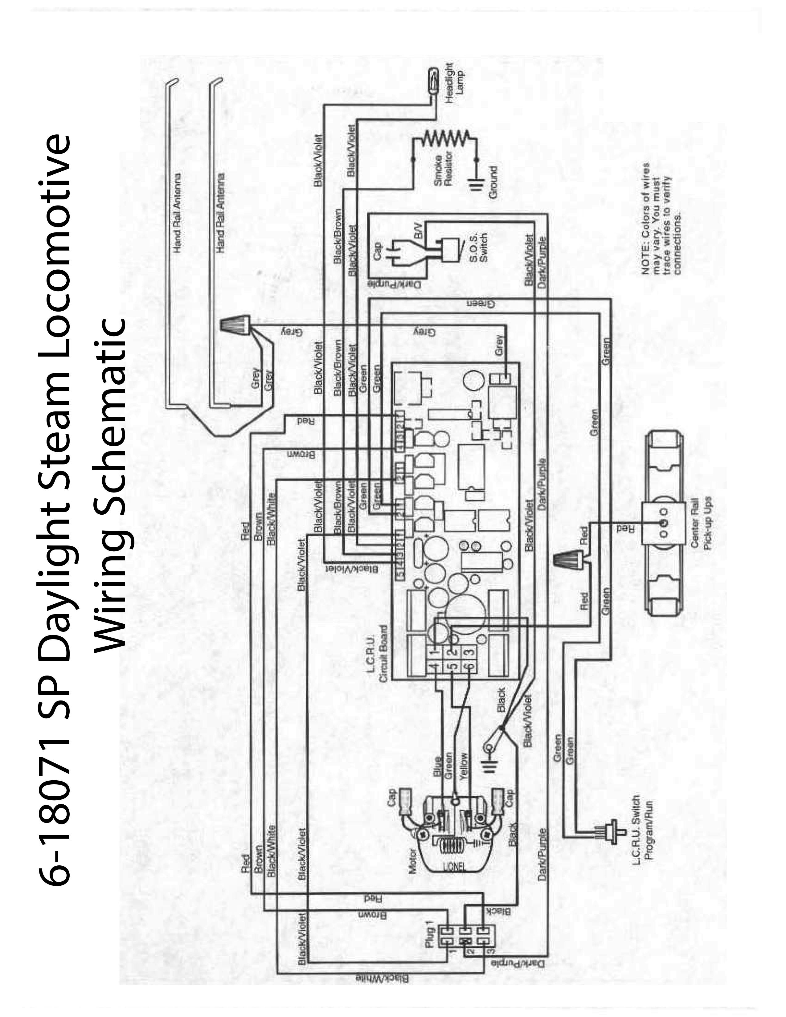 Lionel LTI 6-18071 SP Daylight Steam Locomotive Wiring Schematic