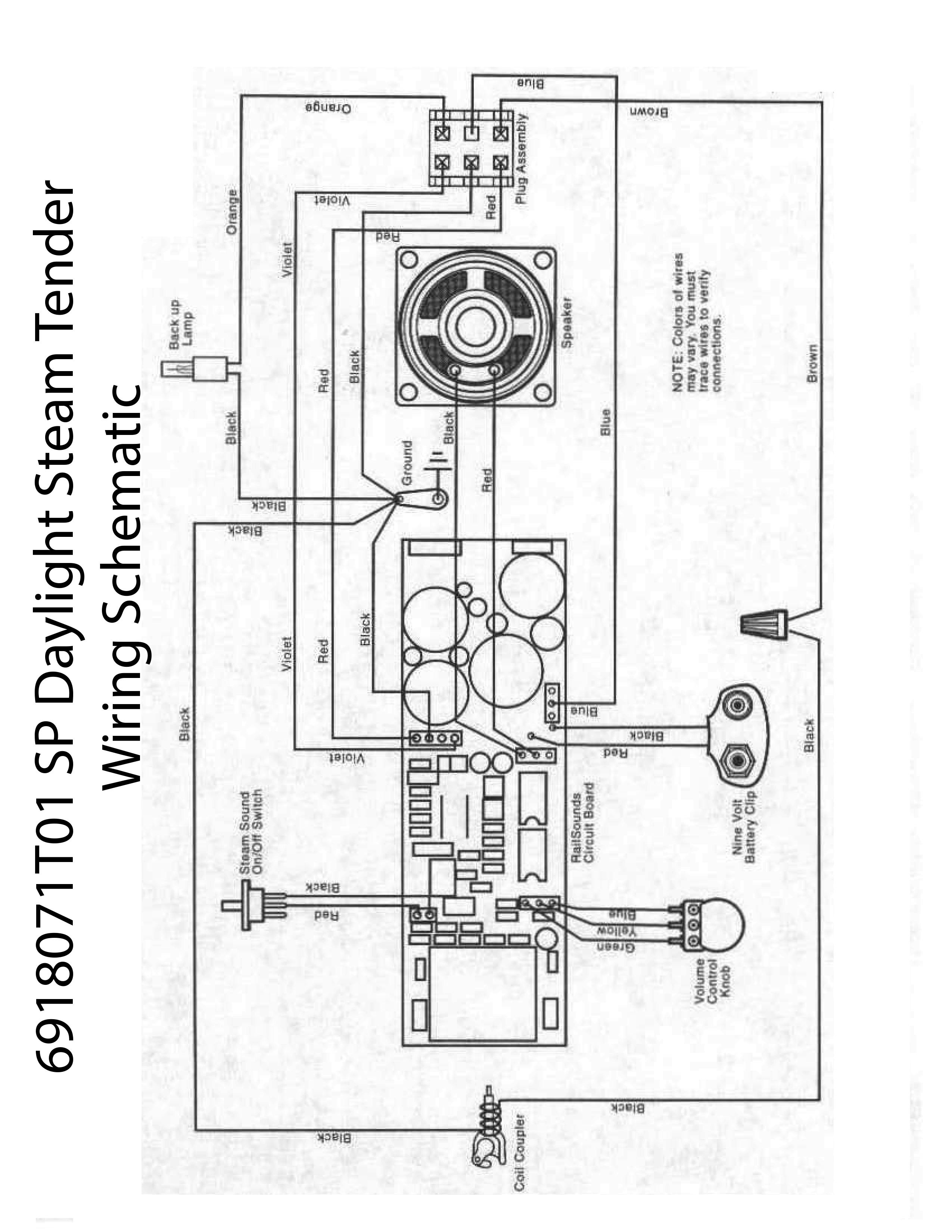 Lionel LTI 6918071T01 SP Daylight Tender Wiring Diagram